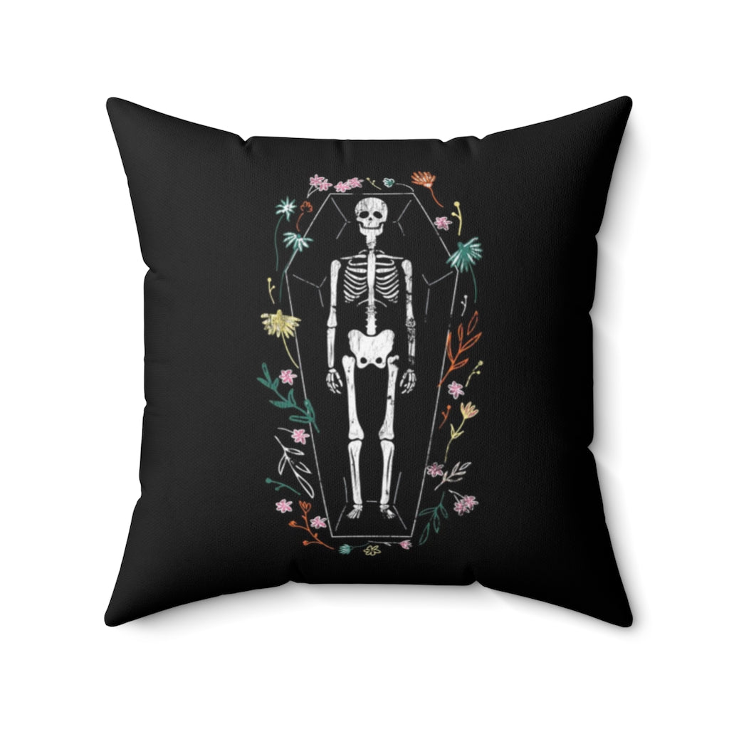 Skeleton Pillow Cover / Halloween / Black Charcoal