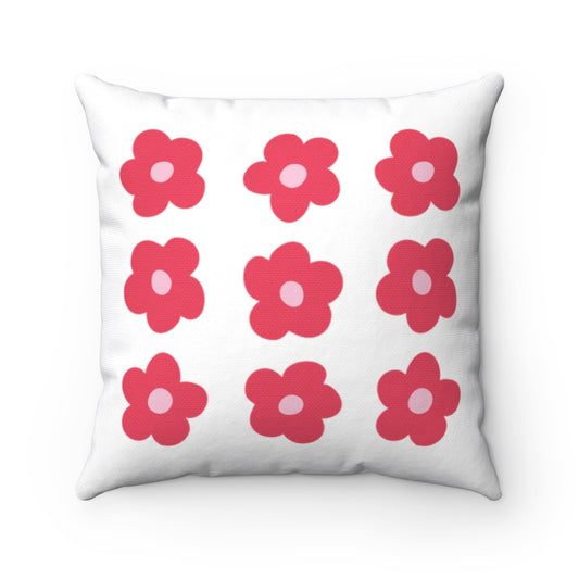 Floral Pillow Cover / White/Red