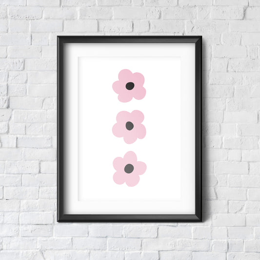 Betty Floral  / Pink Black - Wall Art Print