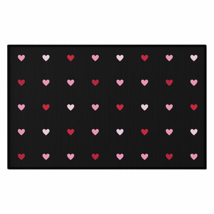Charming Hearts Entry Rug / Black Pink