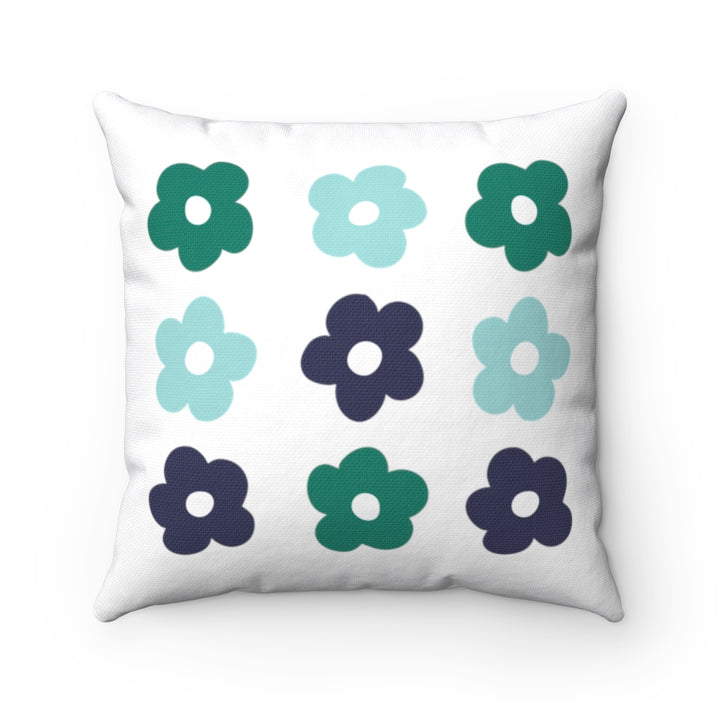 Floral Pillow Cover / White Blue