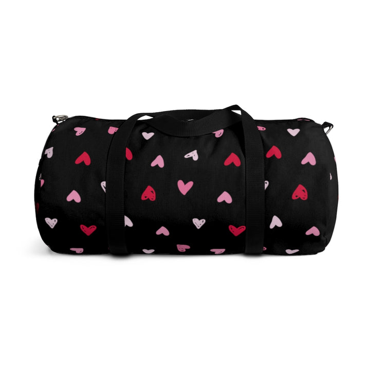 Hearts Ditsy Gym Duffel Bag / Black Pink