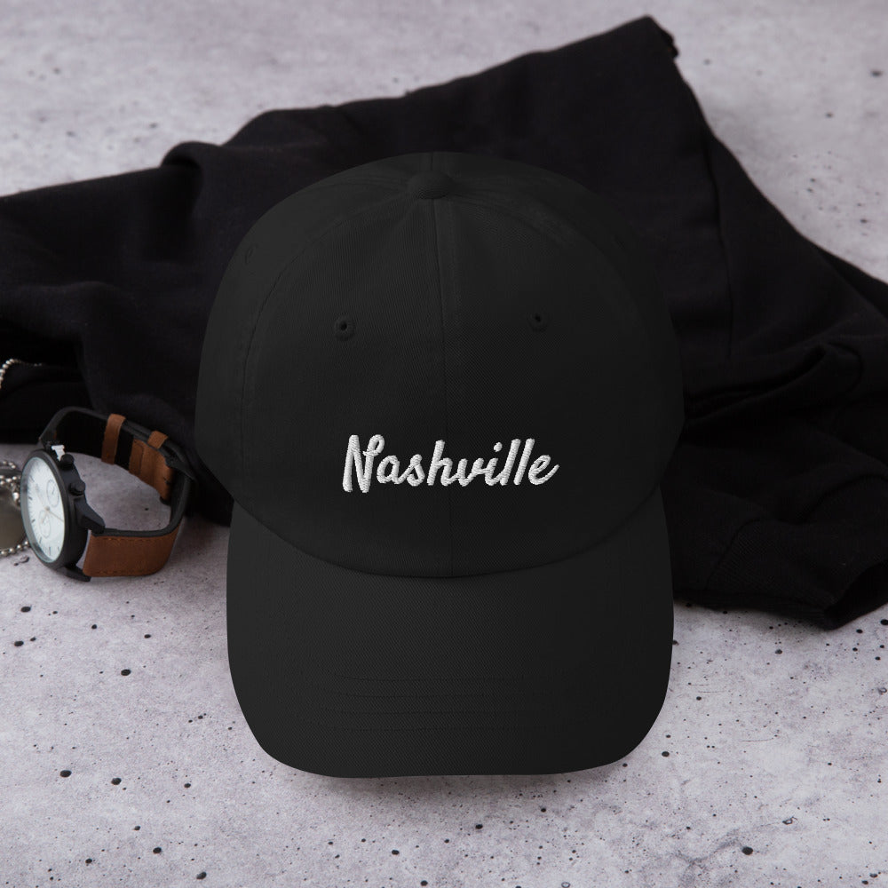Nashville Baseball Cap Hat / White Embroidery