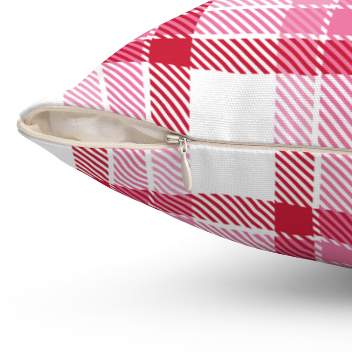 Astor Place Plaid Pillow Cover / White Pink