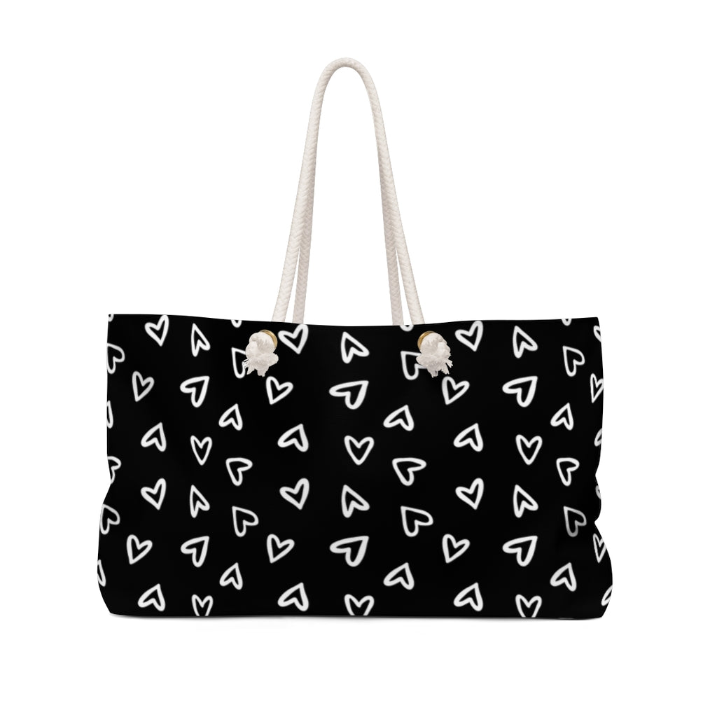 Aurora Hearts Weekender Bag / Black White