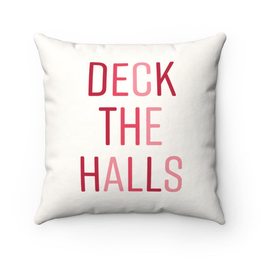 Deck The Halls Pillow Cover / Christmas / White-Red