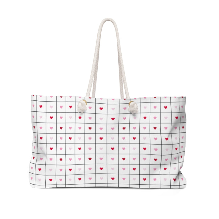 Love Grid Weekender Bag / White