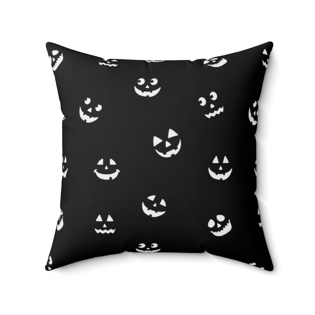 Jackolantern Faces Pillow Cover / Halloween / Black White