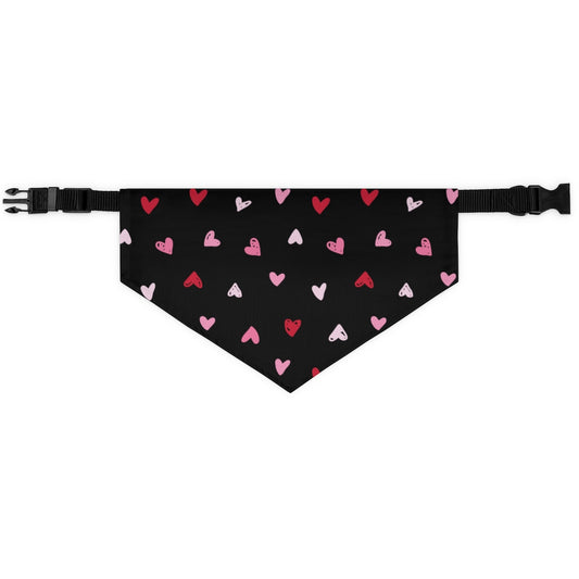 Hearts Ditsy Dog Bandana / Black Pink