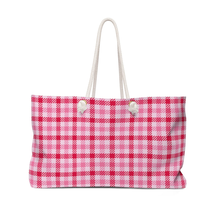 Astoria Plaid Weekender Bag / Light Pink