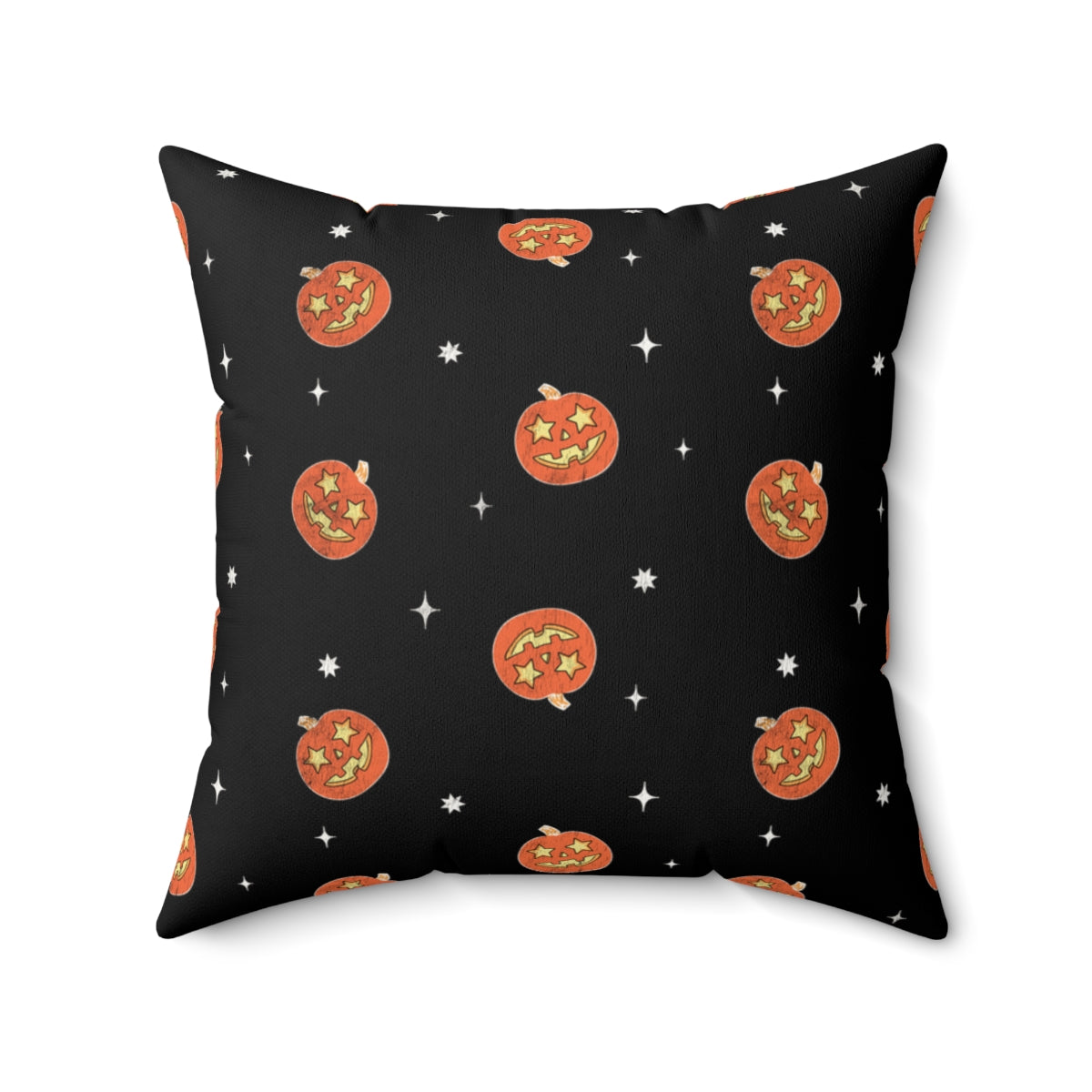 Starry Eyed Jack-o-lantern Ditsy Pillow Cover / Halloween / Black