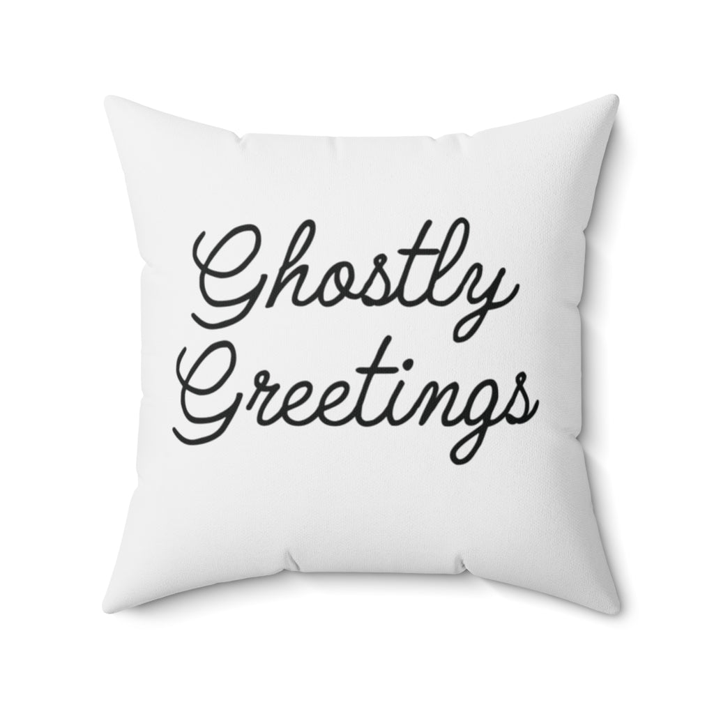 Ghostly Greetings Pillow Cover / Halloween / White Black