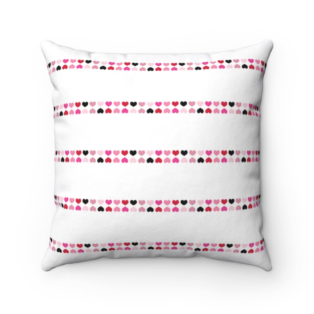 Heart Striped Pillow Cover / White