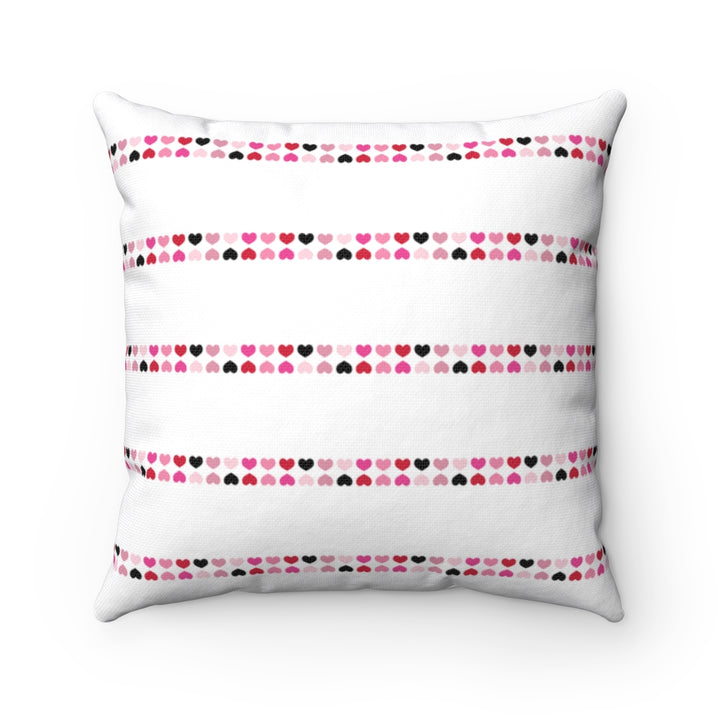 Heart Striped Pillow Cover / White Pink