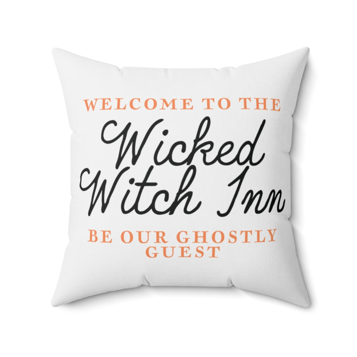 Wicked Witch Inn Pillow Cover / Halloween / White Orange