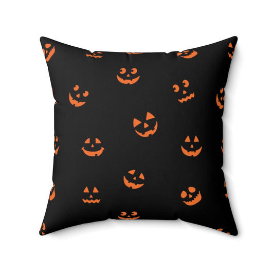 Jackolantern Faces Pillow Cover / Halloween / Orange